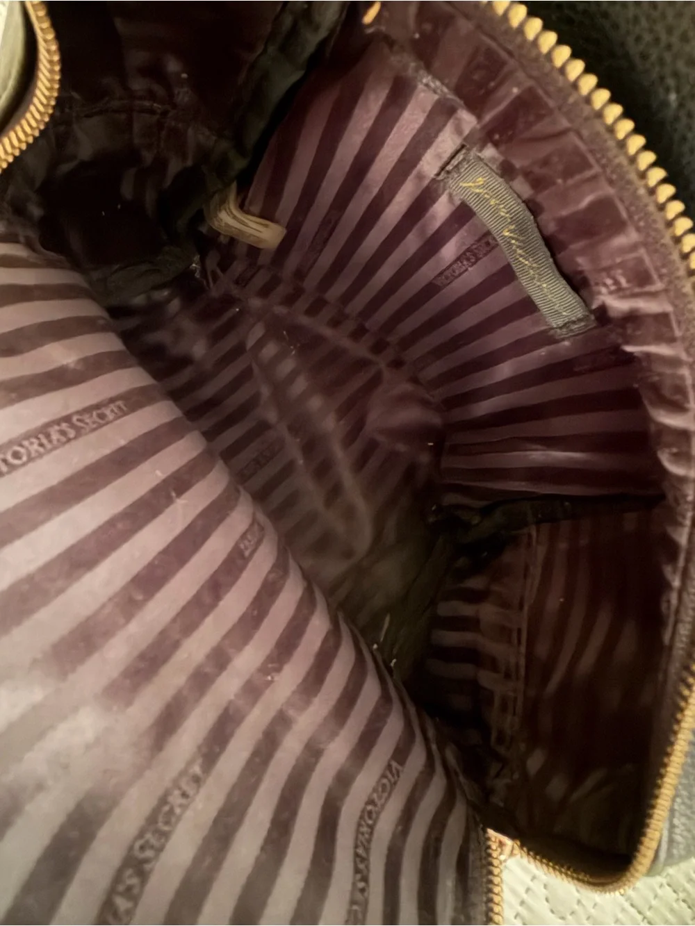 Victoria's Secret Black Quilted Mini Backpack with Gold Chain Accent